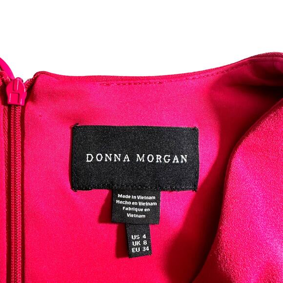 Donna Morgan New Womens Long Sleeve V Neck Fit and Flare Dress Hot Pink 4 Preppy - Picture 13 of 14